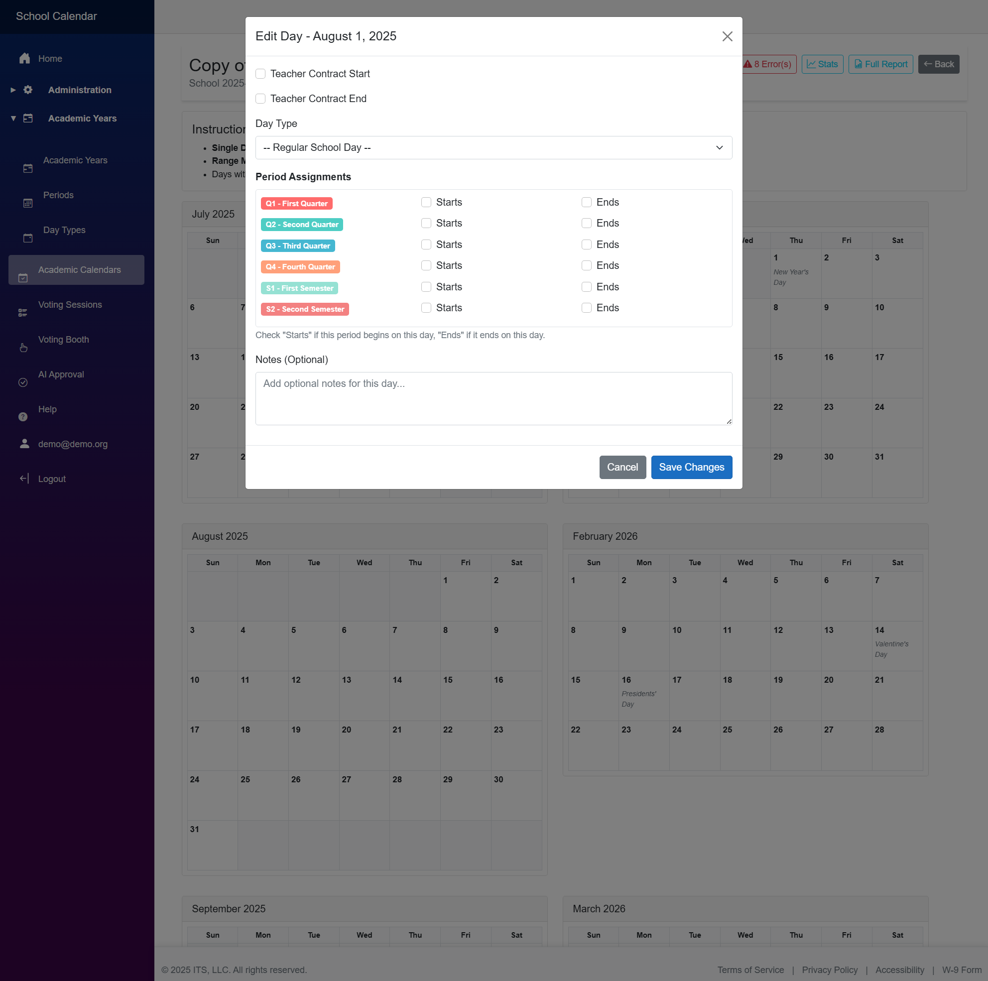 SchoolCalendarPro - Academic Calendar Builder Interface
